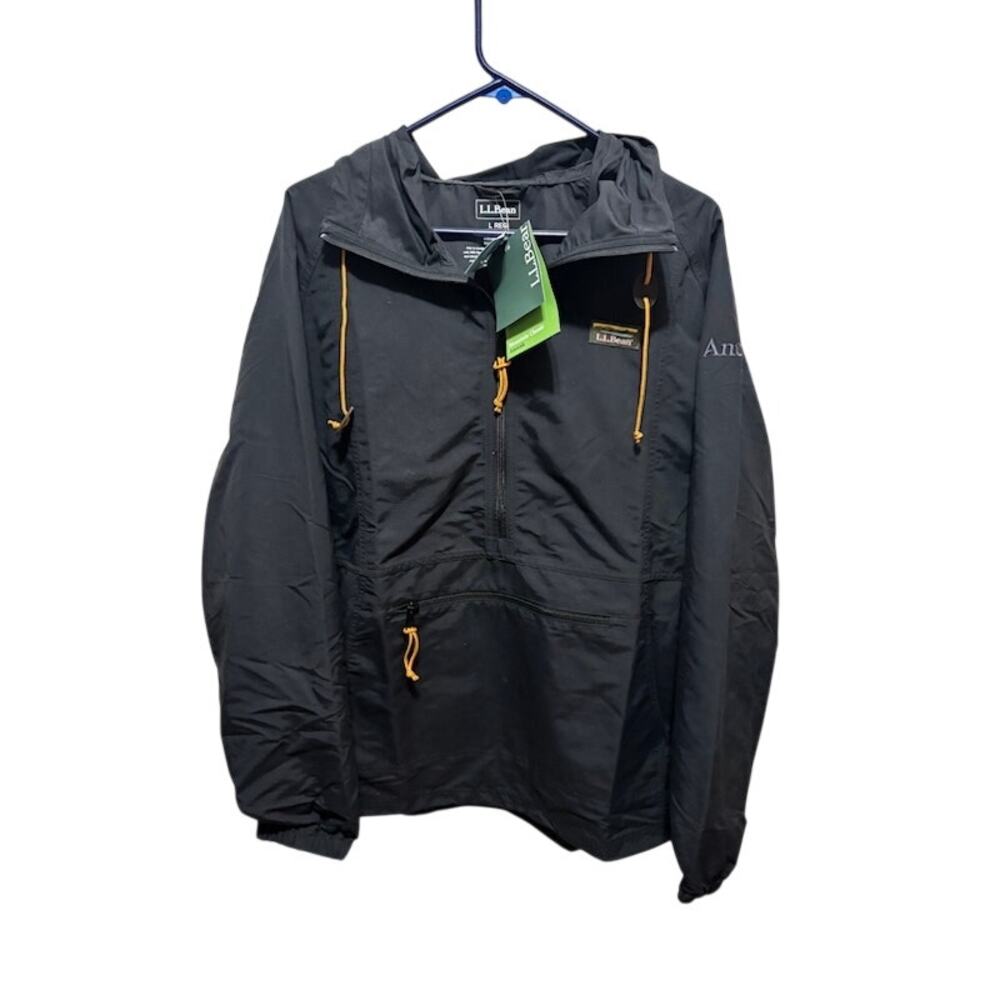 NWT L.L.Bean Anorak Windbreaker Jacket Mens Large Antech Embroidered Black - Picture 5 of 9